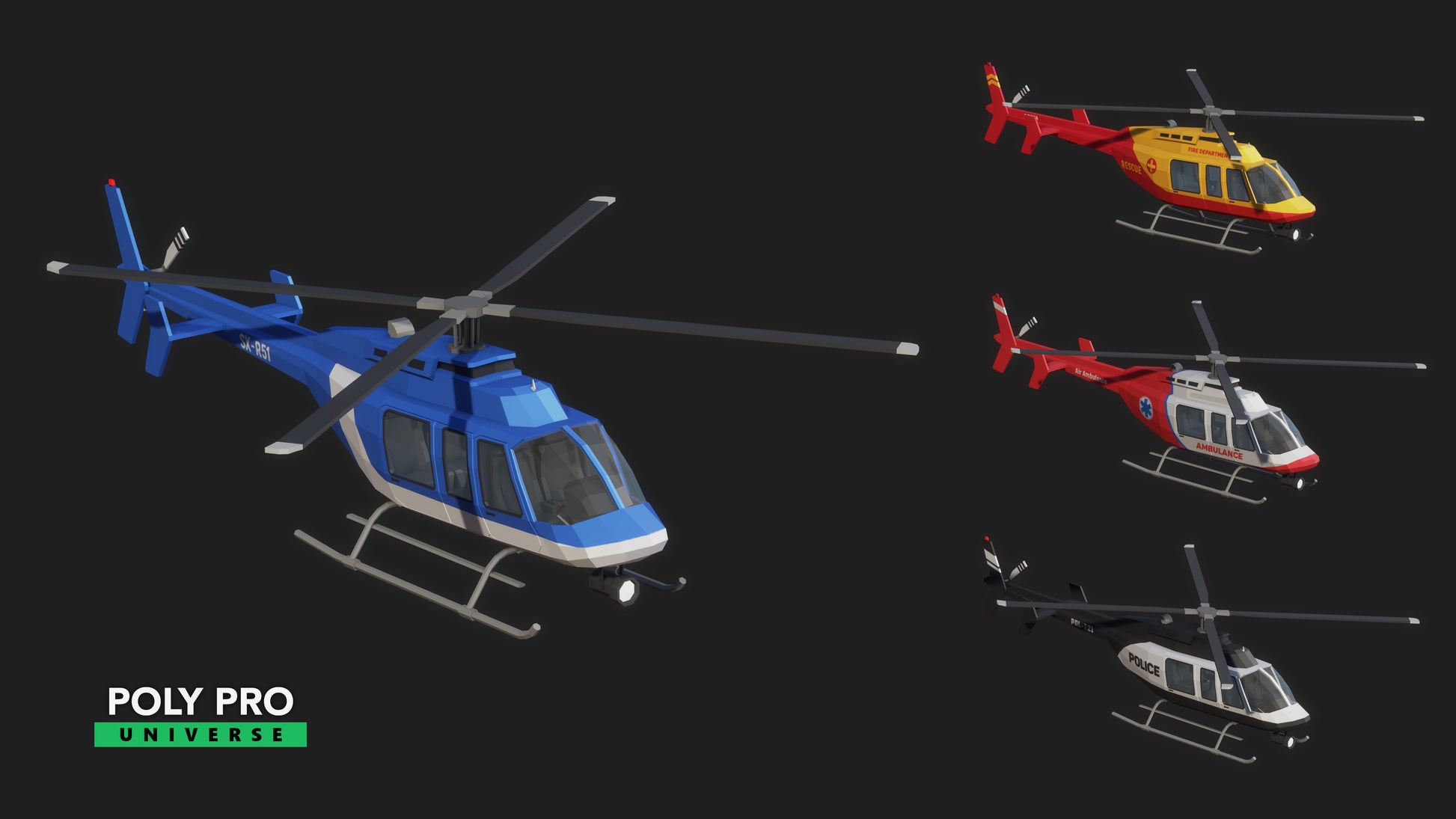 Poly Pro Vehicles helicopter 3d